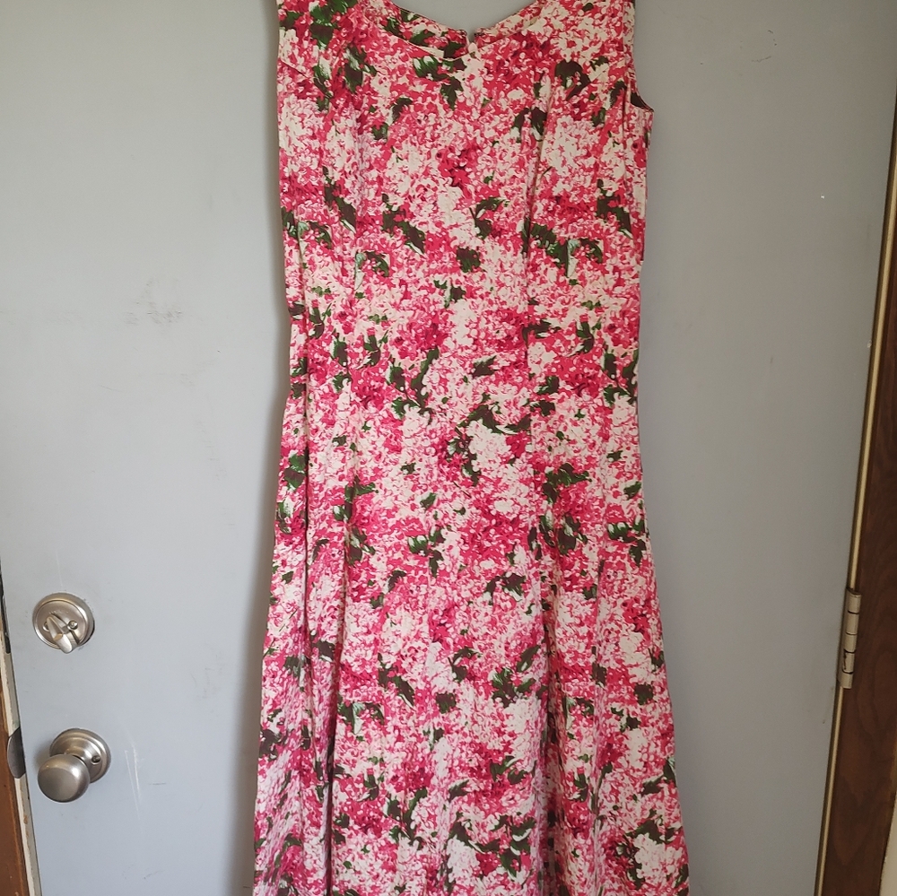 Talbot's Sleeveless Pink Floral Cotton Dress - Picture 1 of 4